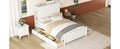 Full Size Platform Bed With Drawers And Storage Shelves, White Antique White Solid Wood Mdf