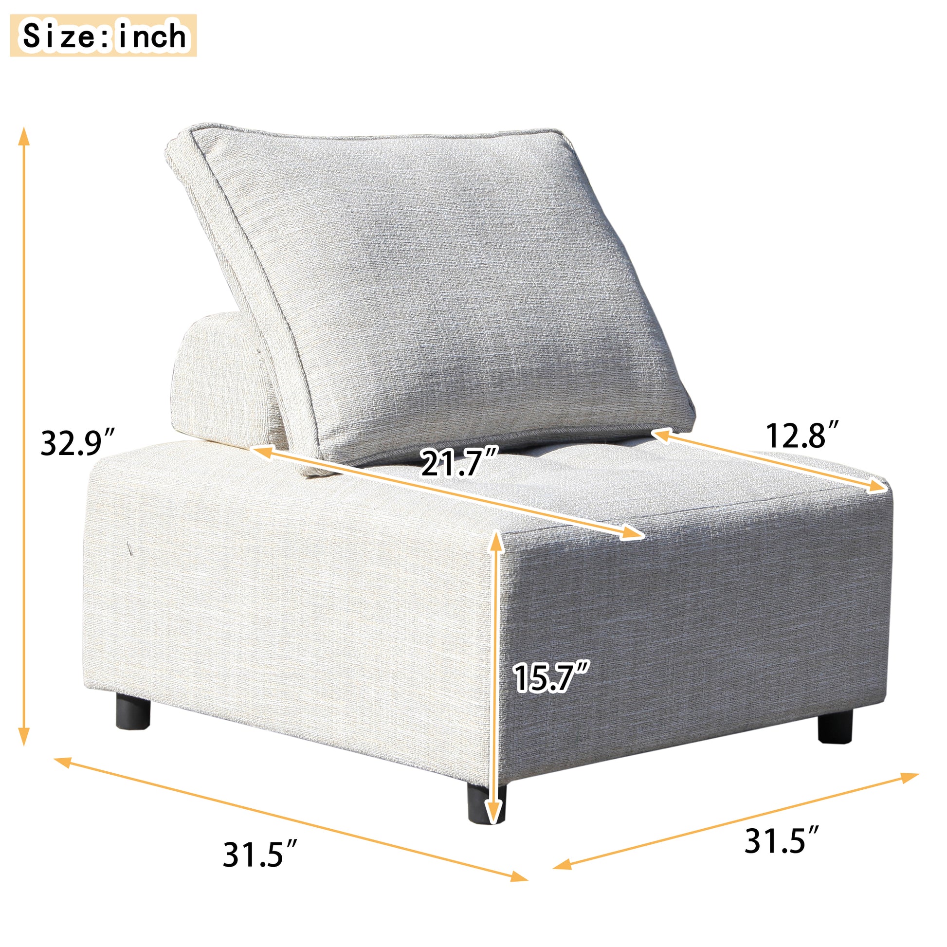 Outdoor Modular Sofa, With Aluminum Structure, Support Cushion And Back Cushion Cover Removable, Fade Resistant, Waterproof Sofa Cover Included,Beige The Ratebased On A Single Piece Beige Aluminium 1 Seat