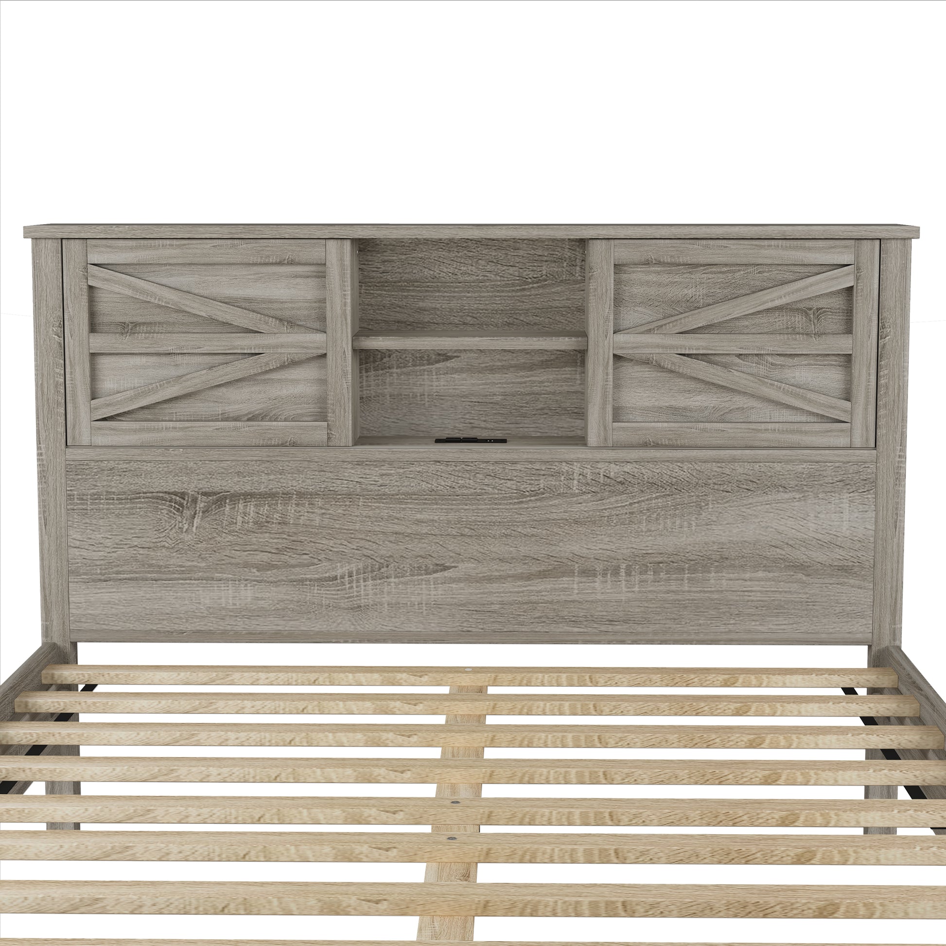 3 Pieces Bedroom Sets Full Size Farmhouse Platform Bed With Double Sliding Door Storage Headboard And Charging Station, Storage Nightstand And Dresser, Antique Gray Full Antique Gray 3 Piece Set Particle Board