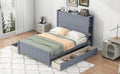 Full Size Platform Bed With Drawers And Storage Shelves, Gray Gray Solid Wood Mdf