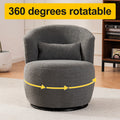 Grey Plush Swivel Accent Chair Contemporary Round Armchair With 360 Rotation And Metal Base For Living Room Elegance Grey Teddy