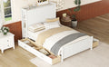 Full Size Platform Bed With Drawers And Storage Shelves, White Antique White Solid Wood Mdf