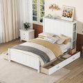 Full Size Platform Bed With Drawers And Storage Shelves, White Antique White Solid Wood Mdf