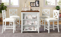 5 Pieces Counter Height Rustic Farmhouse Dining Room Wooden Bar Table Set With 4 Chairs, White White Wood Dining Room Solid Wood Rubberwood Rectangular Dining Table With Chair Upholstered Chair Wood White Solid Back Seats 4 4 Leg Foam Solid Wood