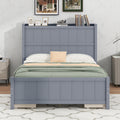 Full Size Platform Bed With Drawers And Storage Shelves, Gray Gray Solid Wood Mdf