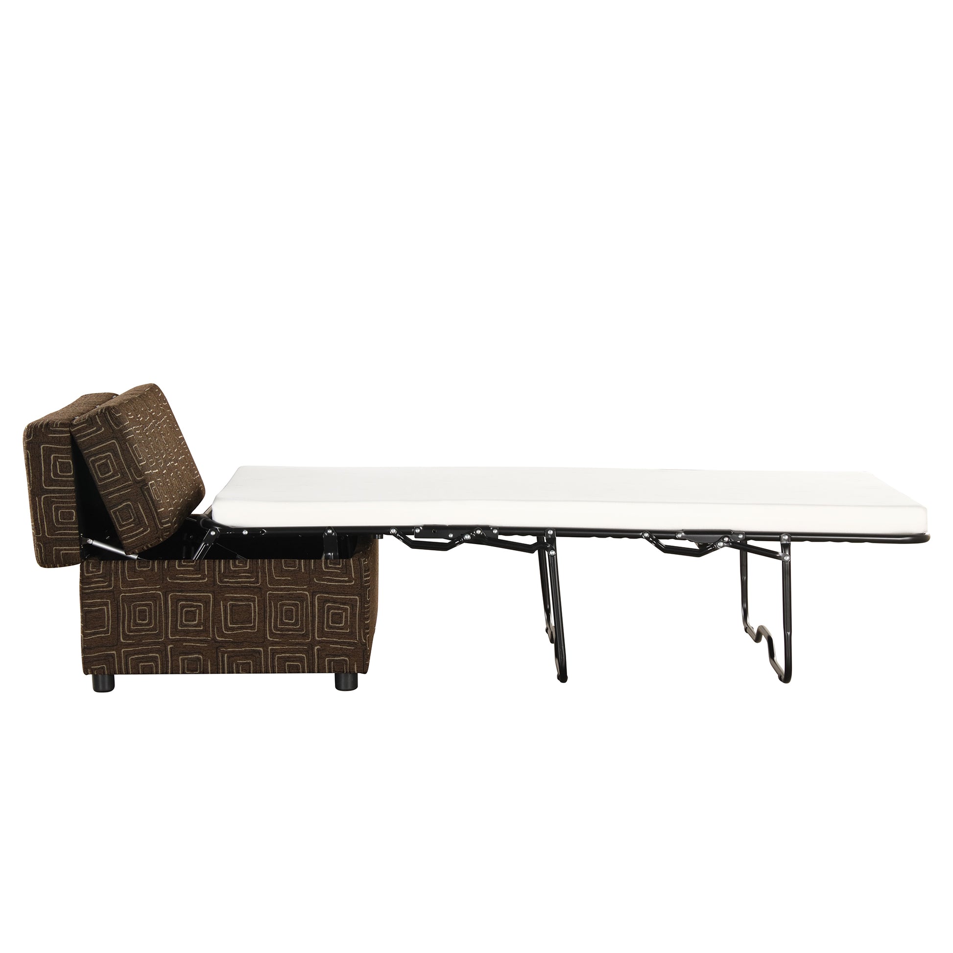 Twin Size Folding Ottoman Sleeper Bed With Mattress Convertible Guest Bed Espresso Espresso Foam Linen 1 Seat