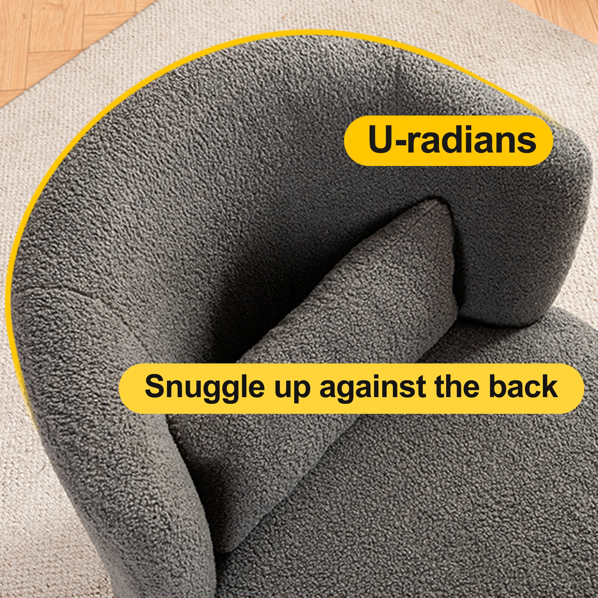 Grey Plush Swivel Accent Chair Contemporary Round Armchair With 360 Rotation And Metal Base For Living Room Elegance Grey Teddy