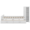 Full Size Platform Bed With Drawers And Storage Shelves, White Antique White Solid Wood Mdf