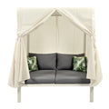 Outdoor Patio Sunbed With Curtains, High Comfort, Suitable For Multiple Scenarios Gray Beige Woven Rope