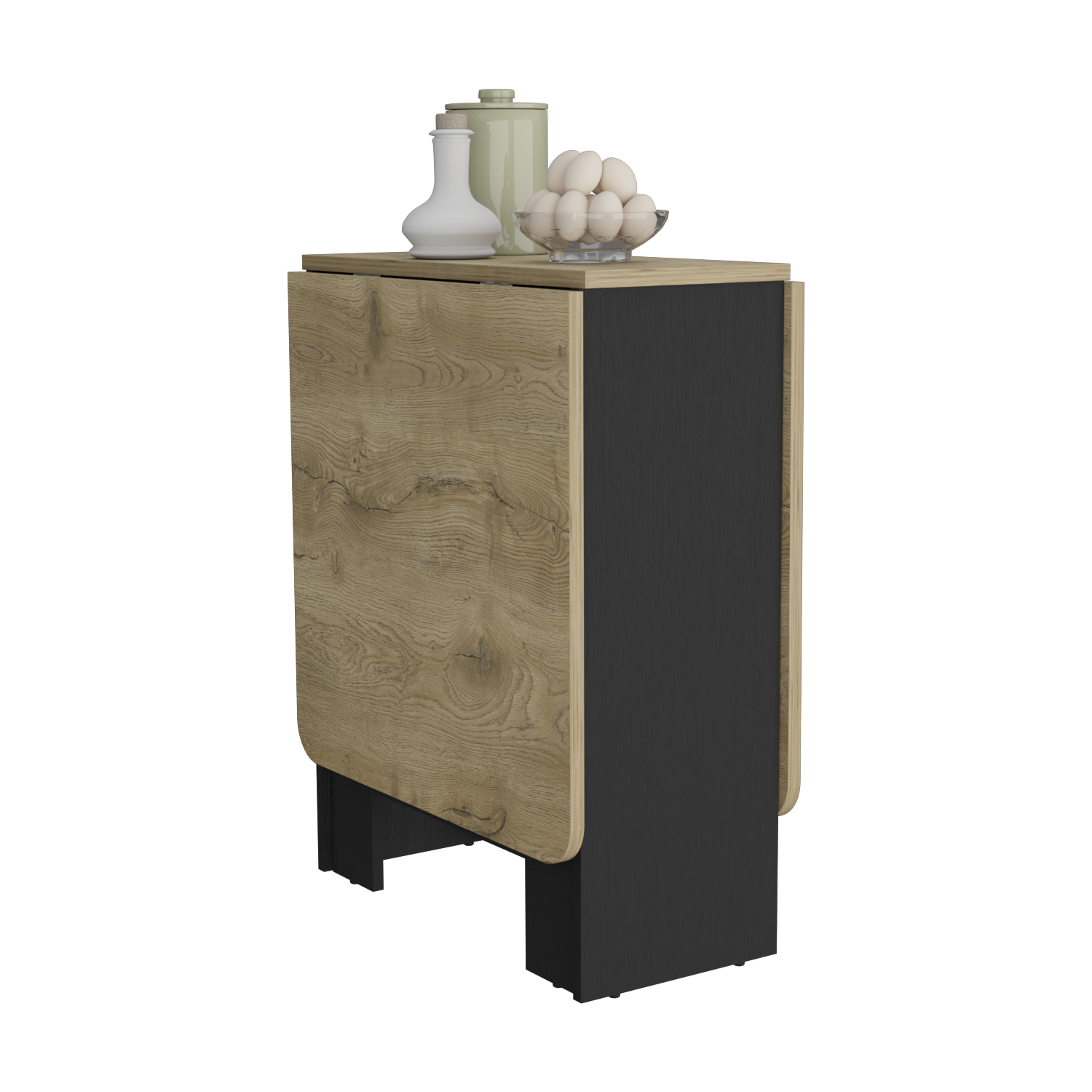 Folding Table With Expandable Design In 3 Forms, Black Macadamia Black Multi Particle Board Pine