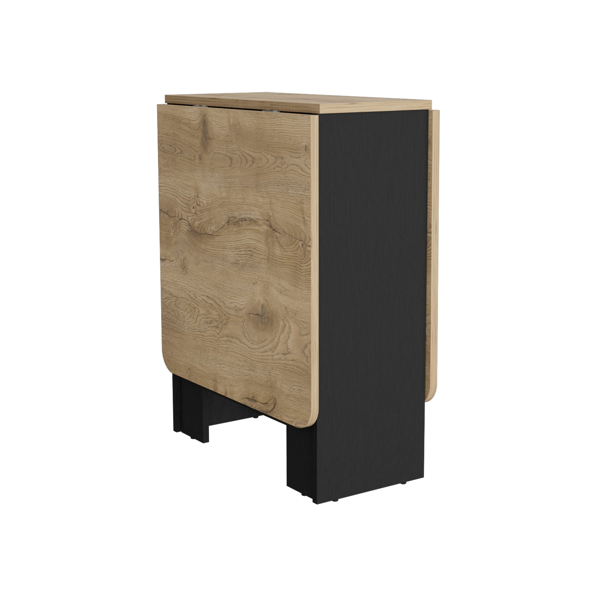 Folding Table With Expandable Design In 3 Forms, Black Macadamia Black Multi Particle Board Pine