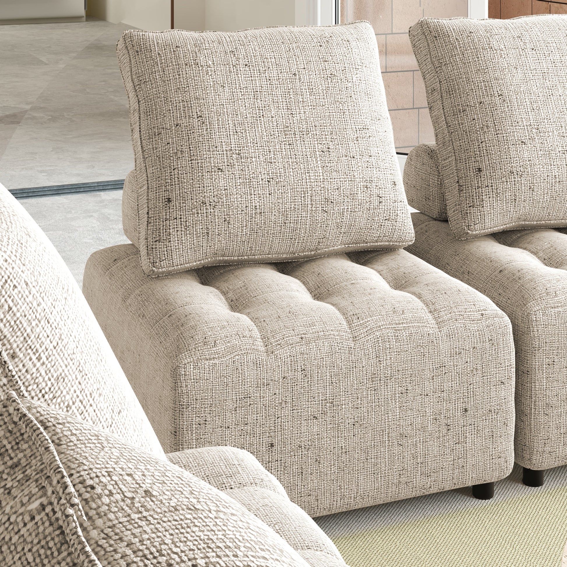 Outdoor Modular Sofa, With Aluminum Structure, Support Cushion And Back Cushion Cover Removable, Fade Resistant, Waterproof Sofa Cover Included,Light Brown The Ratebased On A Single Piece Light Brown Aluminium