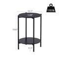 2 Layer End Table With Whole Marble Tabletop, Round Coffee Table With Black Metal Frame For Bedroom Living Room Office Black,1 Piece Black Metal Stone