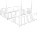 Metal Twin Size House Platform Beds, Two Shared Beds, White Box Spring Not Required Twin Antique White Metal Bedroom Metal