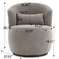Grey Plush Swivel Accent Chair Contemporary Round Armchair With 360 Rotation And Metal Base For Living Room Elegance Grey Teddy