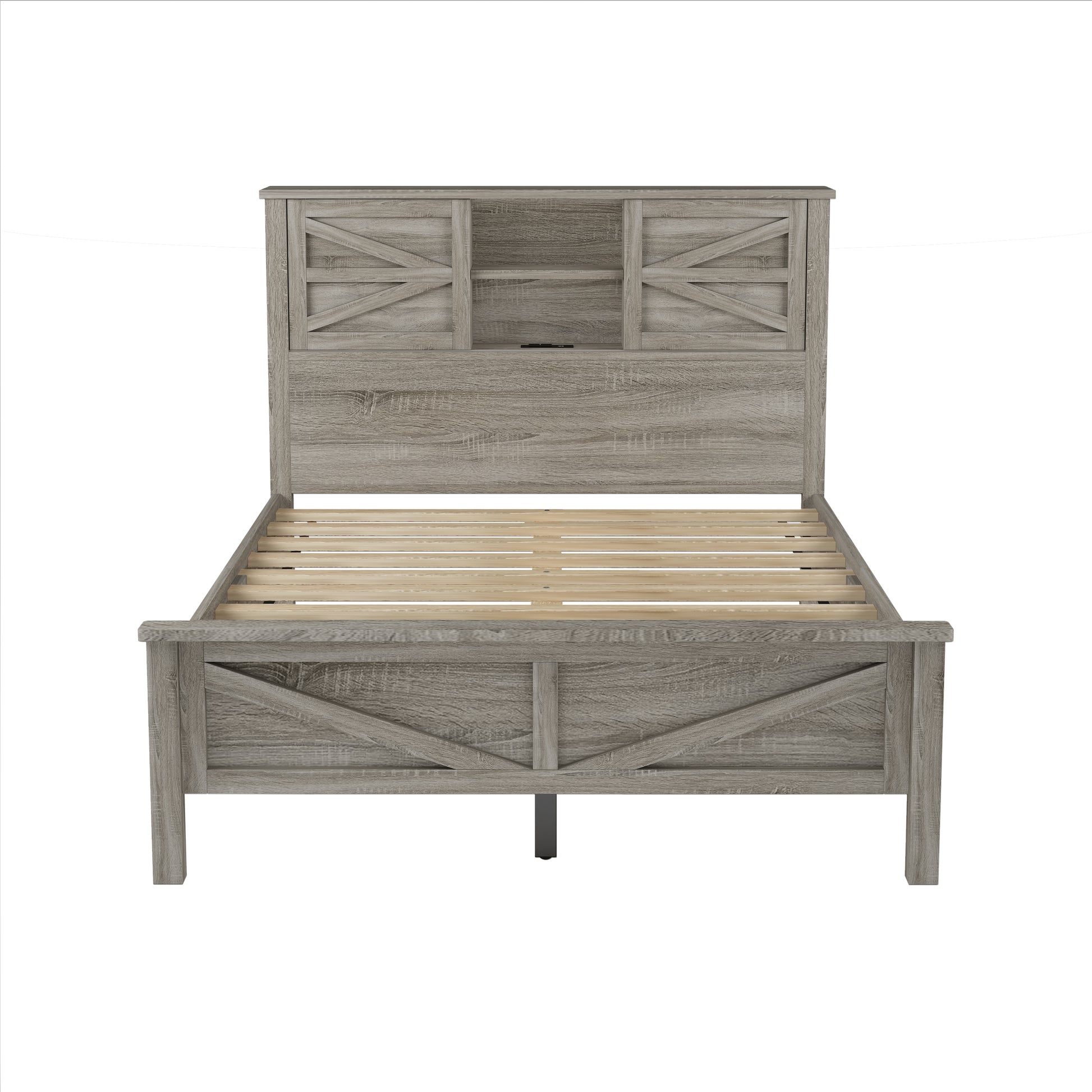 3 Pieces Bedroom Sets Full Size Farmhouse Platform Bed With Double Sliding Door Storage Headboard And Charging Station, Storage Nightstand And Dresser, Antique Gray Full Antique Gray 3 Piece Set Particle Board