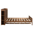 Full Size Platform Bed With Storage Headboard And Twin Size Trundle, Walnut Box Spring Not Required Full Walnut Wood Bedroom Bed Frame Solid Wood Mdf