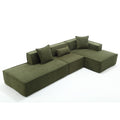 Modular Combination Living Room Sofa Set, Modern Minimalist Sofa, Free Installation Sofa, L Shaped, Italian Minimalist Tofu Block Sofa, Right Hand Facing,Terrycloth Fabric,Green Green Polyester Primary Living Space Soft Modern Polyester 3 Seat