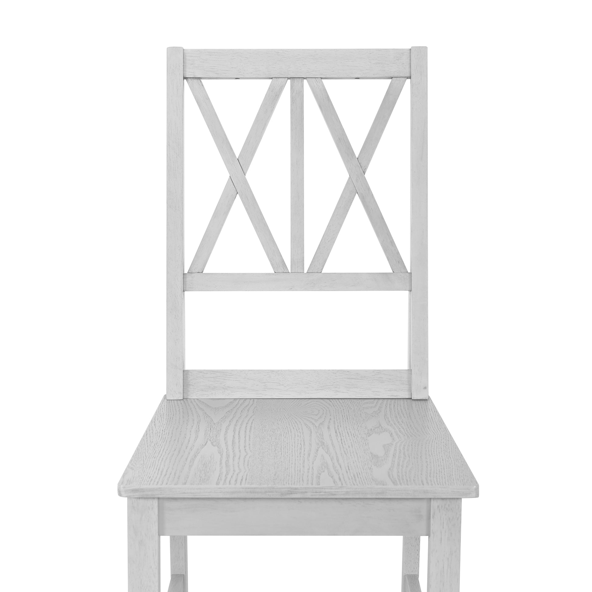 Rustic 5 Piece Extendable Dining Table Set Round Trestle Table And 4 Cross Back Dining Chairs For Kitchen, Dining Room, Gray Gray Wood Dining Room Solid Wood Rubberwood Round Dining Table With Chair Wood Wood Gray Solid Back Seats 4 Removable Leaf