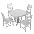 Rustic 5 Piece Extendable Dining Table Set Round Trestle Table And 4 Cross Back Dining Chairs For Kitchen, Dining Room, Gray Gray Wood Dining Room Solid Wood Rubberwood Round Dining Table With Chair Wood Wood Gray Solid Back Seats 4 Removable Leaf