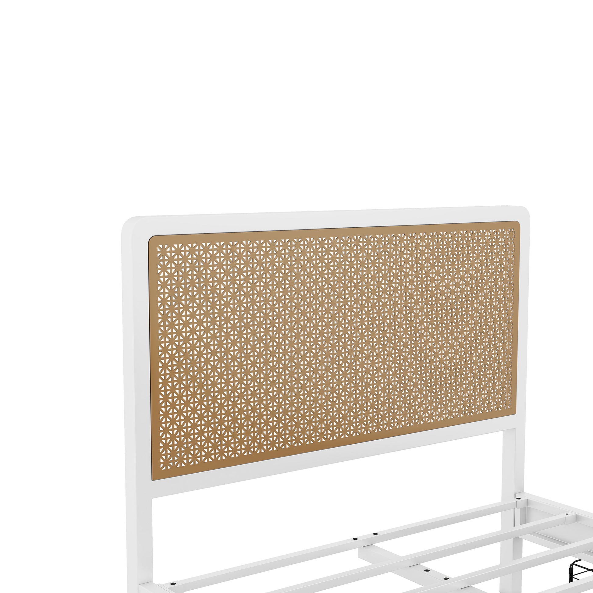 Full Size Metal Platform Bed With 2 Drawers, White Box Spring Not Required Full White Bedroom Bed Frame Metal