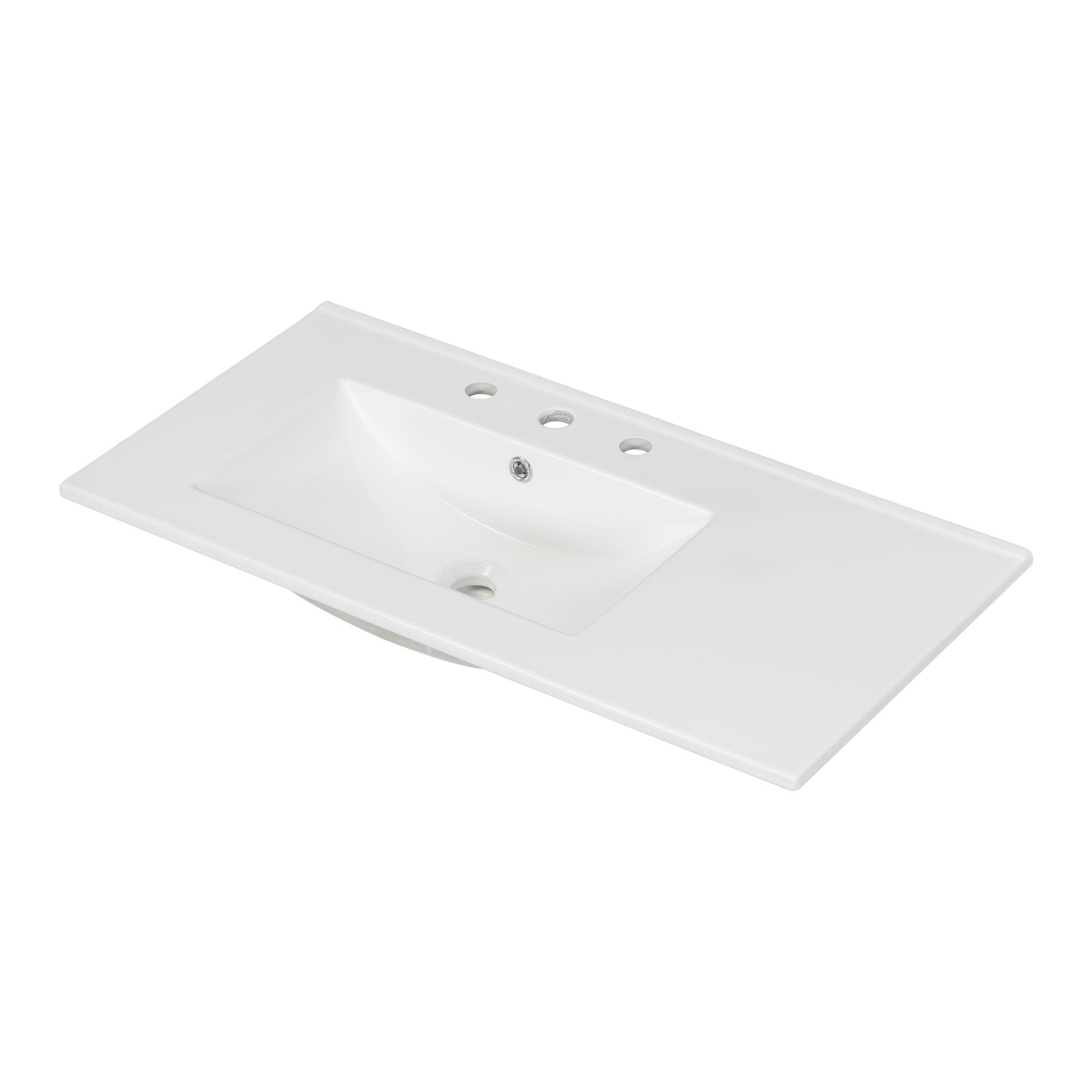 36" White Bathroom Vanity With Ceramic Sink Combo, Abundant Storage Cabinet 2 Soft Close Doors And 5 Drawers White Bathroom Solid Wood Mdf