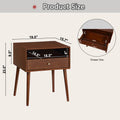 Wood Nightstand With 1 Drawer, Bedside Table With Open Storage Shelf And Solid Wood Legs, Bed Side Table For Bedroom, End Tables For Living Room,Small Side End Table With Storage, Dark Walnut Walnut 1 Drawer Rubber Wood