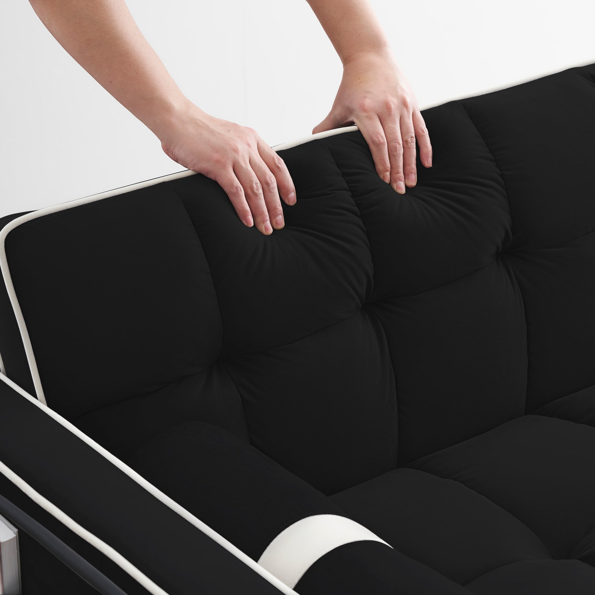 Sleeper Sofa Couch W Pull Out Bed, 55" Modern Velvet Convertible Sleeper Sofa Bed, Small Beautiful Seat Sofa Bed W Pillows & Side Pockets For Small Space, Living Room, Apartment,Black Black Velvet 2 Seat