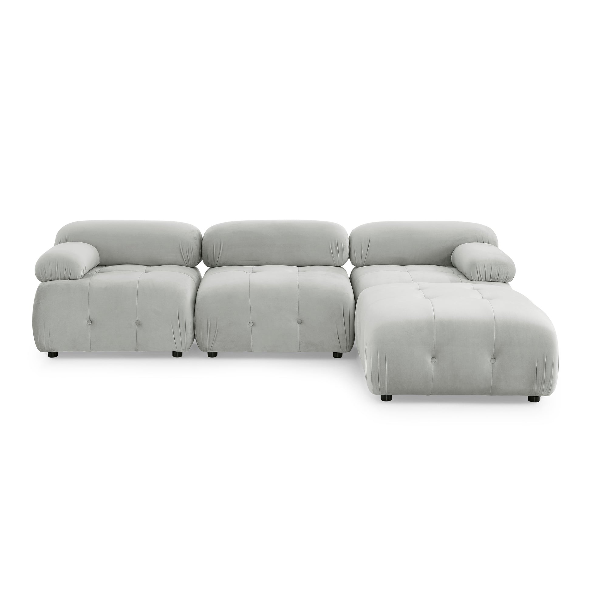 Modular Sectional Sofa, Button Tufted Designed And Diy Combination,L Shaped Couch With Reversible Ottoman, Grey Velvet Light Grey Velvet Wood Soft Tight Back Eucalyptus Pillow Top Arms Foam Spring