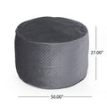 Borroco 4 Foot Short Cylindrical Bean Bag, Charcoal Smoke Velvet
