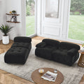Modular Sectional Sofa, Button Tufted Designed And Diy Combination,L Shaped Couch With Reversible Ottoman, Black Velvet Black Velvet Wood Soft Tight Back Eucalyptus Pillow Top Arms Foam Spring