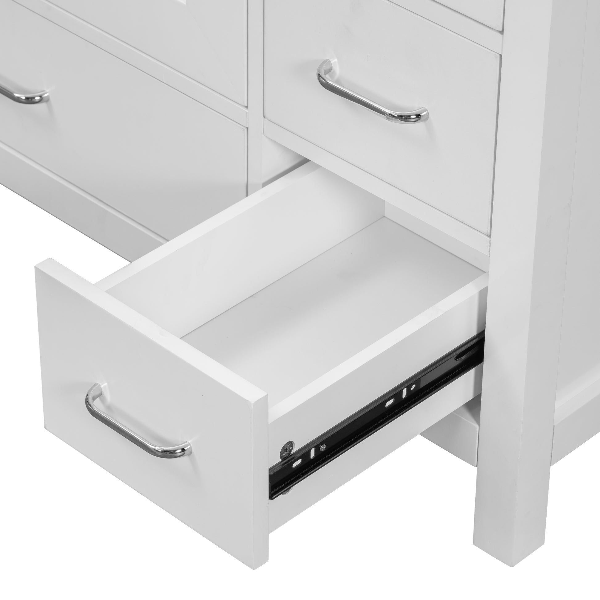 36" White Bathroom Vanity With Ceramic Sink Combo, Abundant Storage Cabinet 2 Soft Close Doors And 5 Drawers White Bathroom Solid Wood Mdf