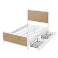 Full Size Metal Platform Bed With 2 Drawers, White Box Spring Not Required Full White Bedroom Bed Frame Metal