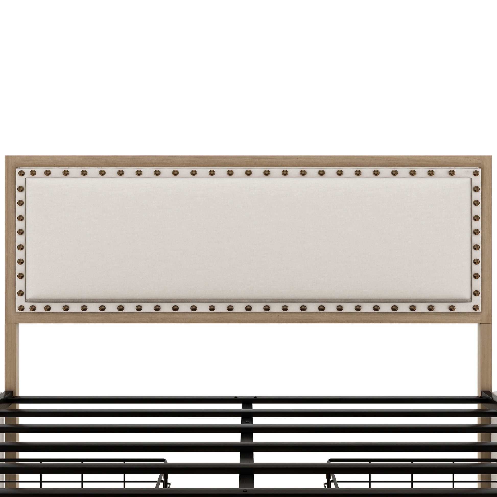 Queen Size Upholstered Platform Bed With Decoration And 4 Drawers, Brown Box Spring Not Required Queen Brown Metal Bedroom Bed Frame Linen Upholstered