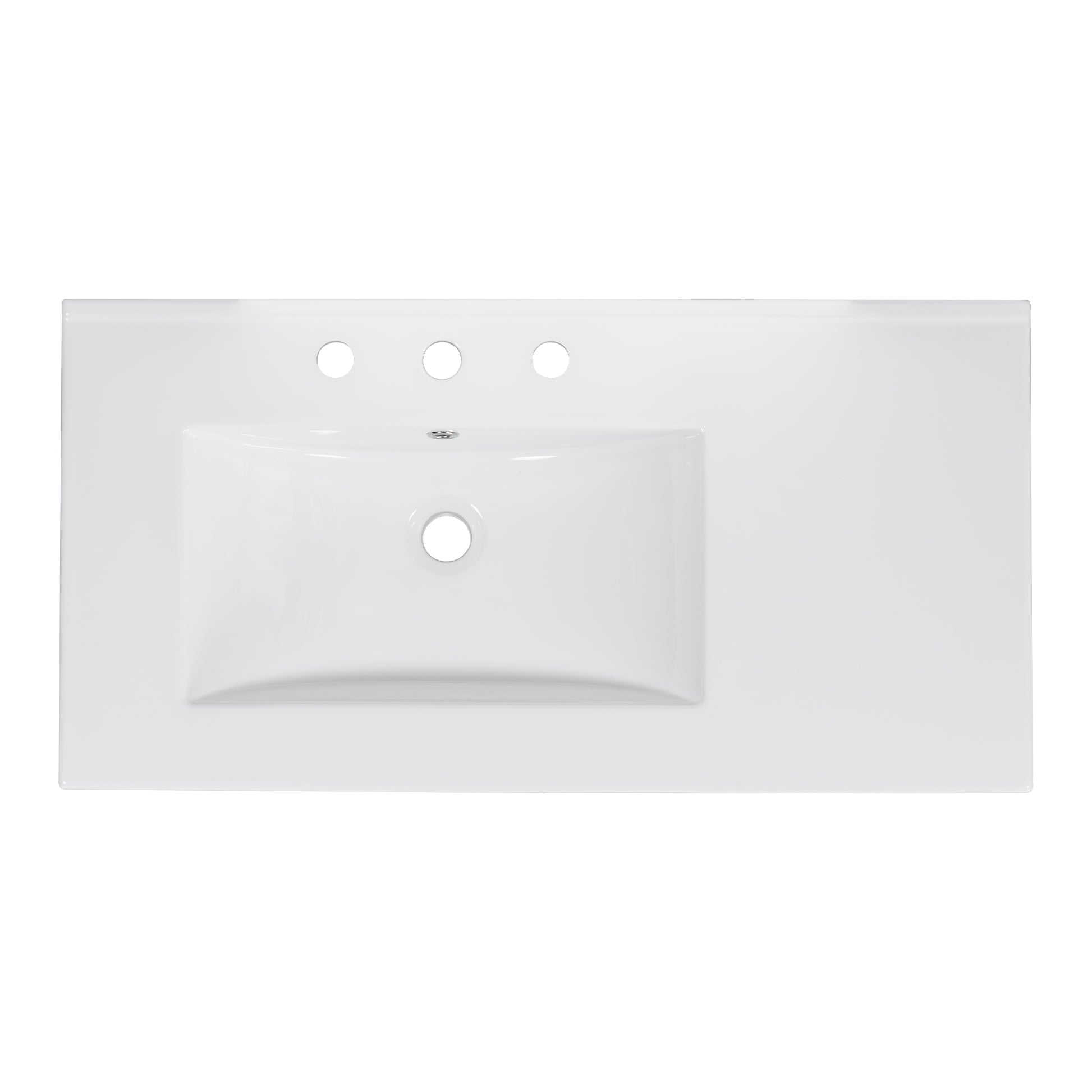 36" White Bathroom Vanity With Ceramic Sink Combo, Abundant Storage Cabinet 2 Soft Close Doors And 5 Drawers White Bathroom Solid Wood Mdf