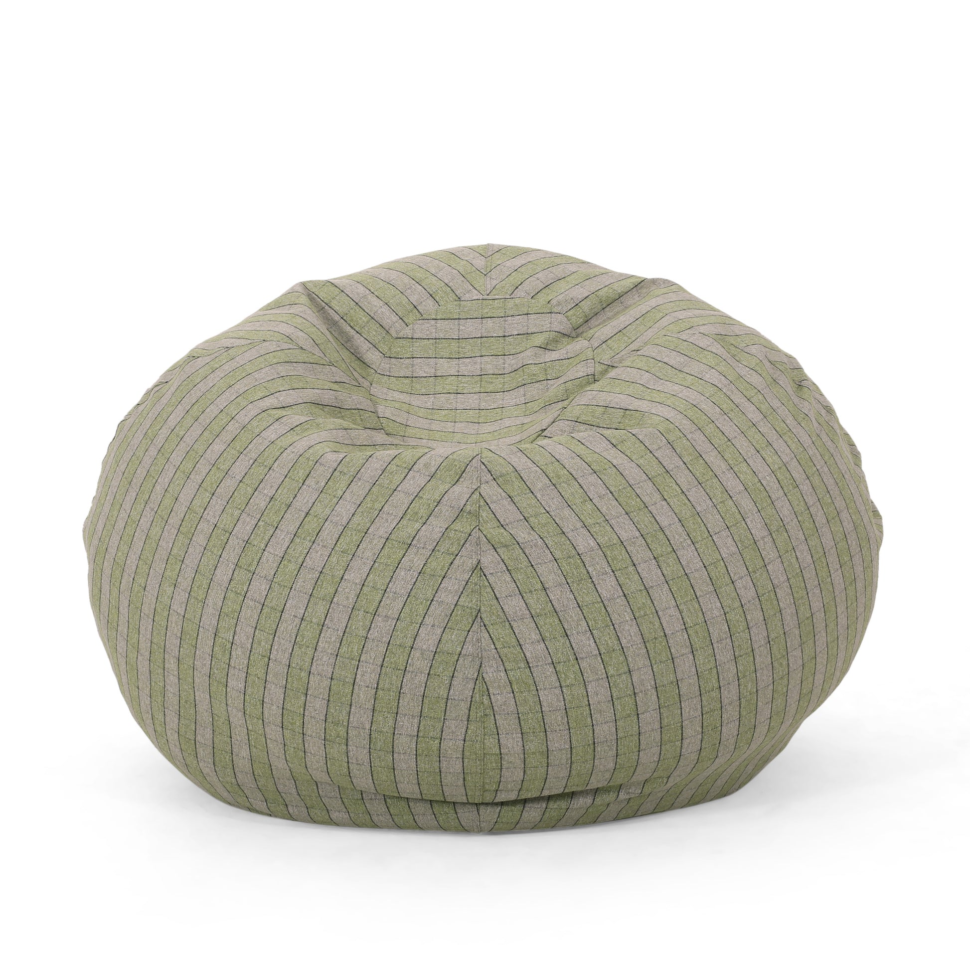 Bubali 5 Foot Checkered Rounded Bean Bag, Green Green Fabric