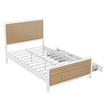 Full Size Metal Platform Bed With 2 Drawers, White Box Spring Not Required Full White Bedroom Bed Frame Metal