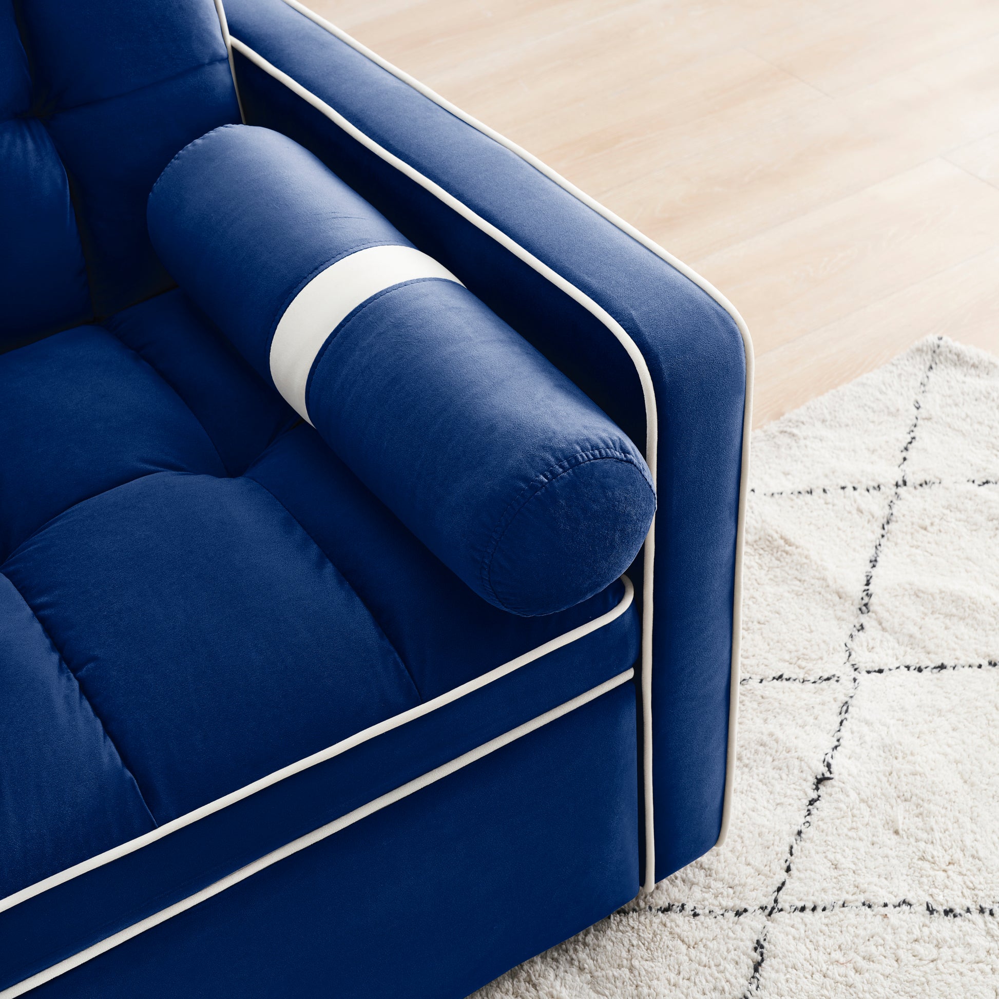 Sleeper Sofa Couch W Pull Out Bed, 55" Modern Velvet Convertible Sleeper Sofa Bed, Small Beautiful Seat Sofa Bed W Pillows & Side Pockets For Small Space, Living Room, Apartment,Blue Blue Velvet 2 Seat