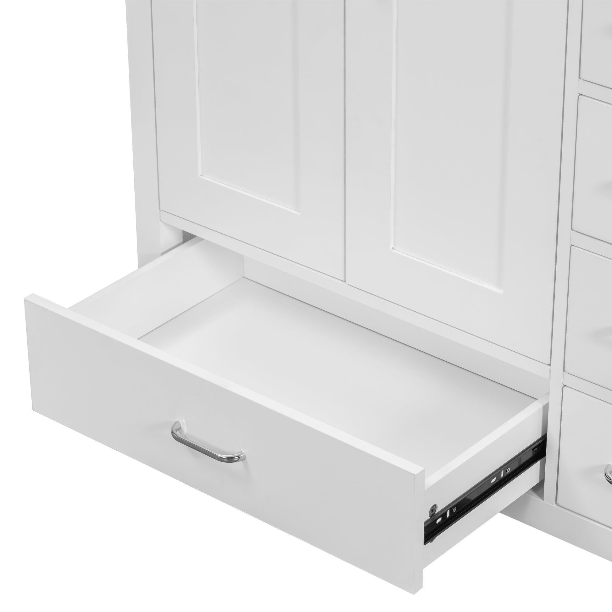 36" White Bathroom Vanity With Ceramic Sink Combo, Abundant Storage Cabinet 2 Soft Close Doors And 5 Drawers White Bathroom Solid Wood Mdf