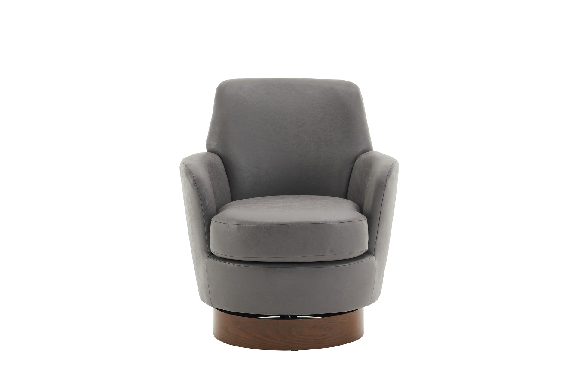 Pu Leather Swivel Barrel Chair, Swivel Accent Chairs Armchair For Living Room, Reading Chairs For Bedroom Comfy, Round Barrel Chairs With Gold Stainless Steel Base Grey Grey Primary Living Space