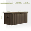 100 Gallon Outdoor Storage Deck Box Waterproof, Large Patio Storage Bin For Outside Cushions, Throw Pillows, Garden Tools, Lockable Dark Brown Dark Brown Steel