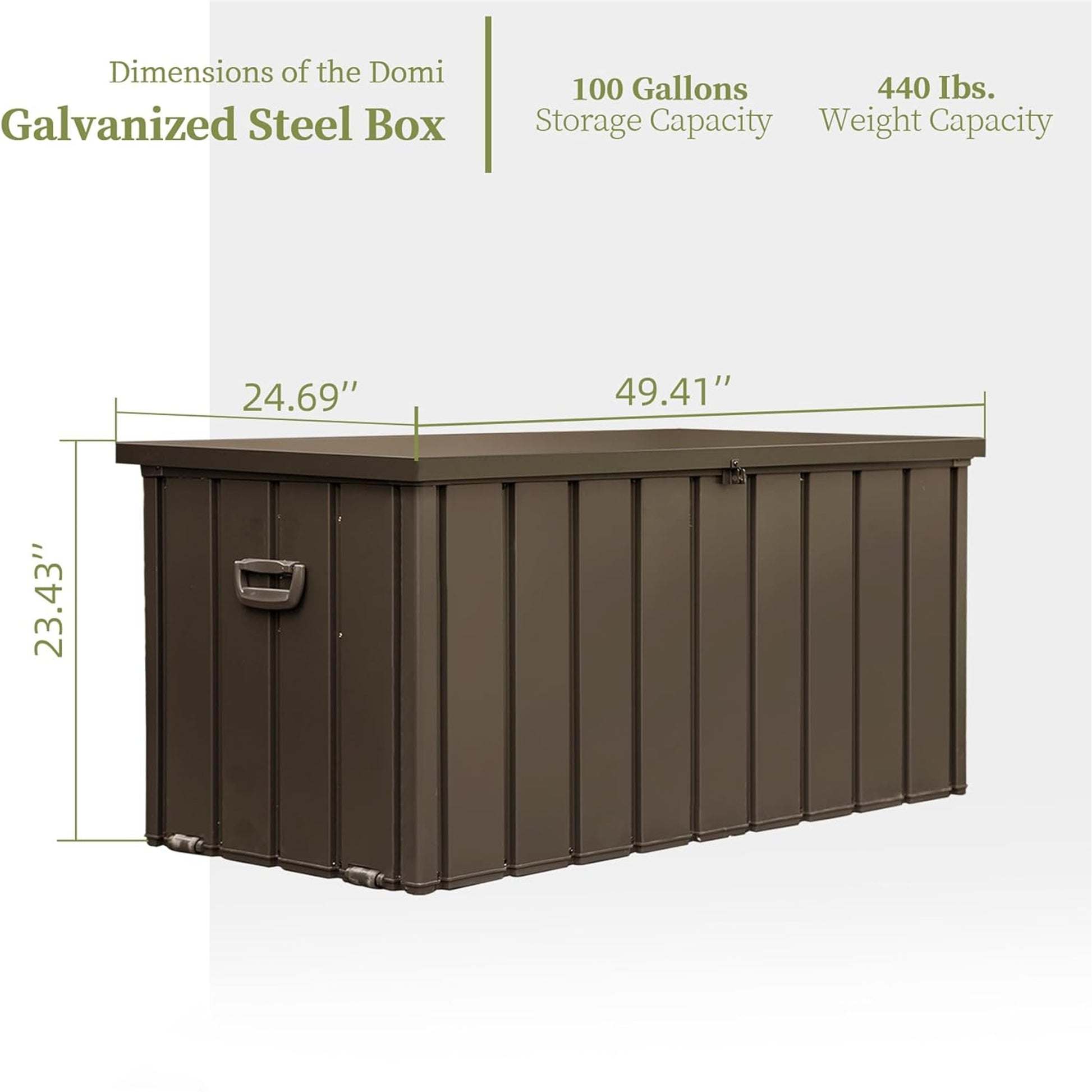 100 Gallon Outdoor Storage Deck Box Waterproof, Large Patio Storage Bin For Outside Cushions, Throw Pillows, Garden Tools, Lockable Dark Brown Dark Brown Steel