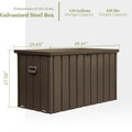 120 Gallon Outdoor Storage Deck Box Waterproof, Large Patio Storage Bin For Outside Cushions, Throw Pillows, Garden Tools, Lockable Dark Brown Dark Brown Steel