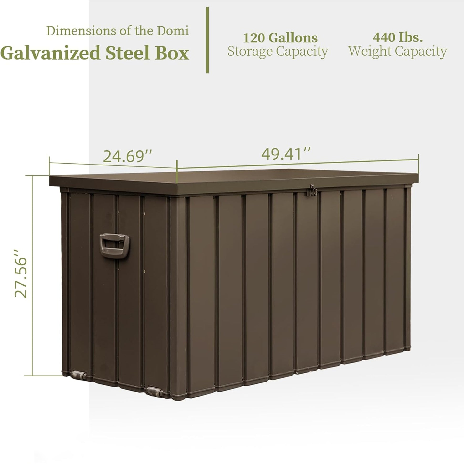 120 Gallon Outdoor Storage Deck Box Waterproof, Large Patio Storage Bin For Outside Cushions, Throw Pillows, Garden Tools, Lockable Dark Brown Dark Brown Steel