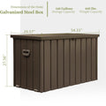 160 Gallon Outdoor Storage Deck Box Waterproof, Large Patio Storage Bin For Outside Cushions, Throw Pillows, Garden Tools, Lockable Dark Brown Dark Brown Steel