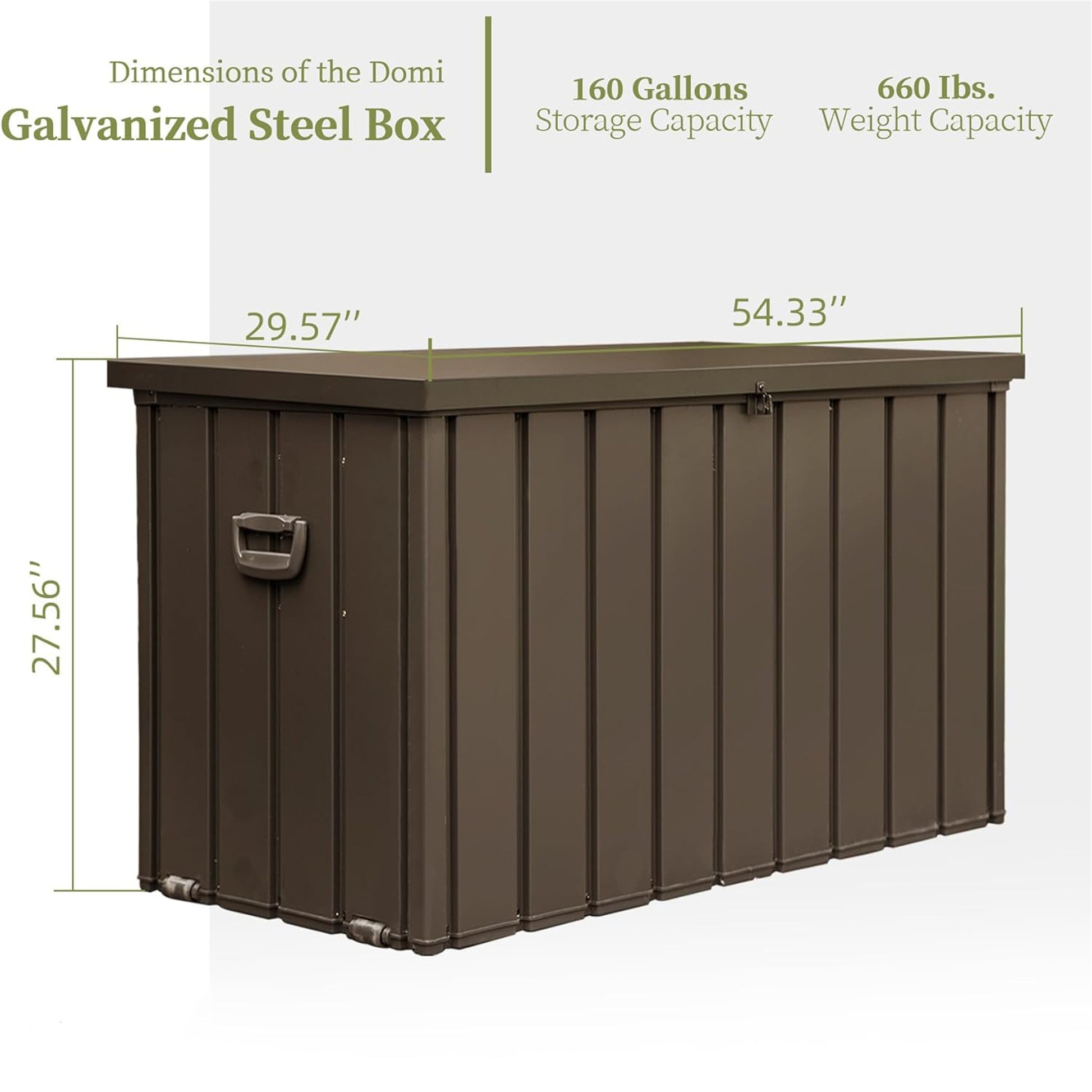 160 Gallon Outdoor Storage Deck Box Waterproof, Large Patio Storage Bin For Outside Cushions, Throw Pillows, Garden Tools, Lockable Dark Brown Dark Brown Steel