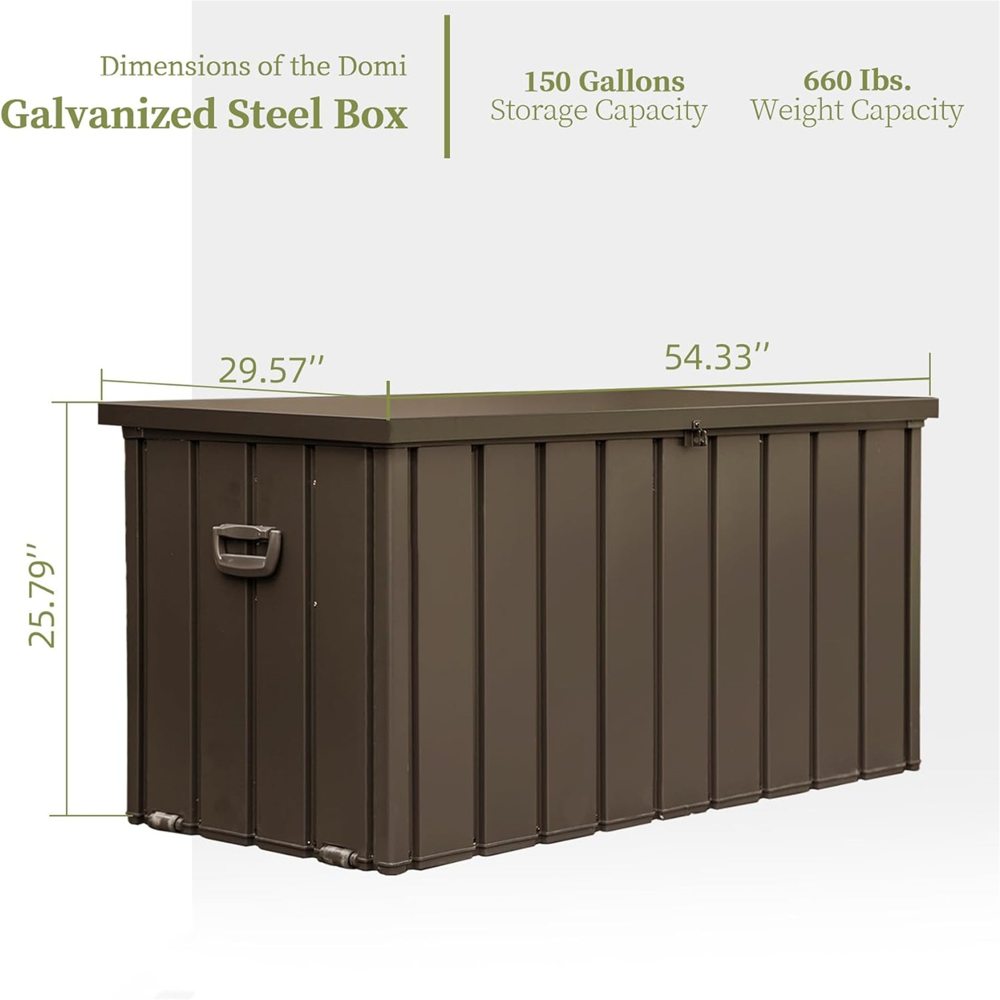 150 Gallon Outdoor Storage Deck Box Waterproof, Large Patio Storage Bin For Outside Cushions, Throw Pillows, Garden Tools, Lockable Dark Brown Dark Brown Steel