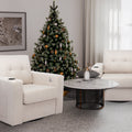 Modern Swivel Accent Sofa Chair, Ergonomic Casual 90 Degree Swivel Single Sofa Seat With Drink Holder Living Room Chair ,Soft Egyptian Velvet Sofa Chair White Brown Wood Primary Living Space Delicate Duty Pine 1 Seat White Linen Soft Cushion Back Art