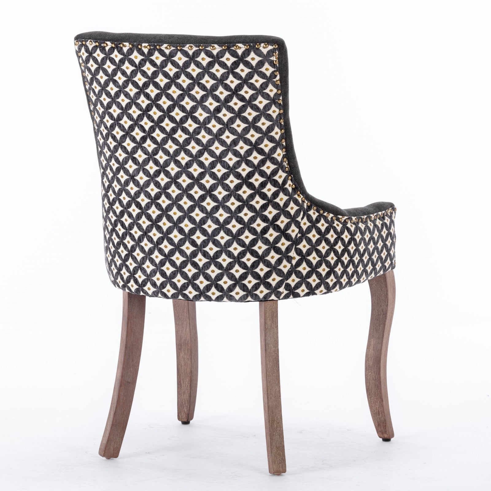 Ultra Side Dining Chair, Thickened Fabric Chairs With Neutrally Toned Solid Wood Legs, Bronze Nail Head, Set Of 2, Blue Black Dining Room American Design Dining Chairs Rubberwood Set Of 2 Foam Fabric