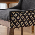 Ultra Side Dining Chair, Thickened Fabric Chairs With Neutrally Toned Solid Wood Legs, Bronze Nail Head, Set Of 2, Blue Black Dining Room American Design Dining Chairs Rubberwood Set Of 2 Foam Fabric
